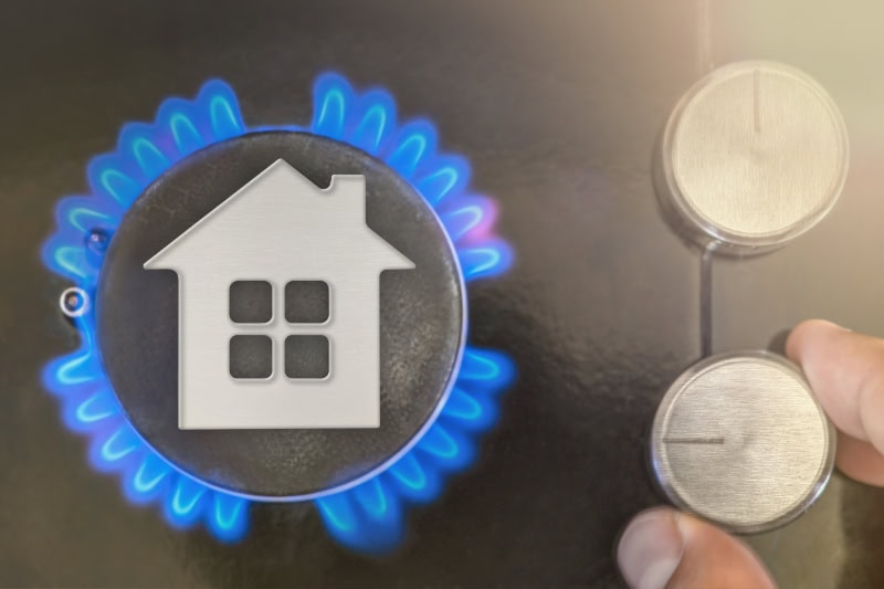Gas heating a furnace.